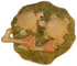 1 7/8" Lily Pad w/Turtle and Flowers Carved Bone