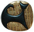 1 1/8" Gold Glass with Modern Black Cat 