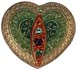 1 3/8" Gold/ Green/ Red Heart with Rhinesones