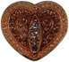 1 7/16" peach and Burgundy Glass heart with Rhinestones