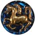 Blue Glass with Gold Horse
