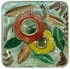 1 1/4" Clear Green Glass Square with Flowers