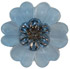 7/8" Opaque Blue Glass Flower with Silver Center