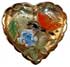 7/8" Gold Glass Heart with Flowers and Butterfly