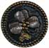Black Glass with Silver Clover Leaf and Gold Rim