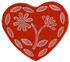 5/8" Red Heart with white Flowers