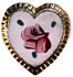1/2" Gold Frame Heart with White Enamle Center with Flower