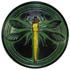 Black Glass with Green and Yellow Dragonfly 