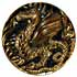 1 1/8" Black Glass with Gold Dragon