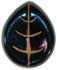 1 1/8" Puffed Black/ Blue Glass Leaf with Gold 