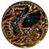 1 1/8" Gold and Blue Iridescent Glass with Dragon 