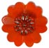 7/8" Opaque Orange Glass Flower with Silver Center 