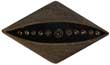 2 1/4" Black Matte w/Shiny Center Toggle w/Clear Stones (Italian)