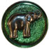 1 3/8" Green Glass w/Silver Elephant