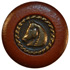 Brown Leather w/Rim Antique Bronze Horse Head Center