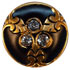Black and Gold Glass with 3-Rhinestone Center