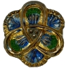 Blue & Gold Glass Tri-Nouveau Button 1 1/8"