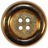 Gold Metal Dipped Plastic 4-Hole Button w/Large Rim Sz 5/8"
