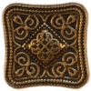 Antique Brass Square Button w/ Scroll Detail