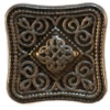 Antique Silver Square Button w/ Scroll Detail