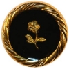 Gold Rim Button w/ Black Center and Gold Flower