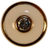 Gold Rim Button w/ White and Rhinestone Center
