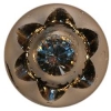 Matte Glass Button w/Silver & Rhinestone 9/16"