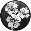 Black Shell Button w/ White Flowers 1" (25mm)