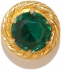3/4" Emerald Faceted Center Stone w/ Gold Rim Setting (20mm)