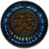 Gold Center Violet Blue Glass Flower Button Sz 1 1/8"
